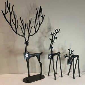 GRANVILLE LANE Black Reindeer Set of 3 Winter metal Christmas Decor NEW